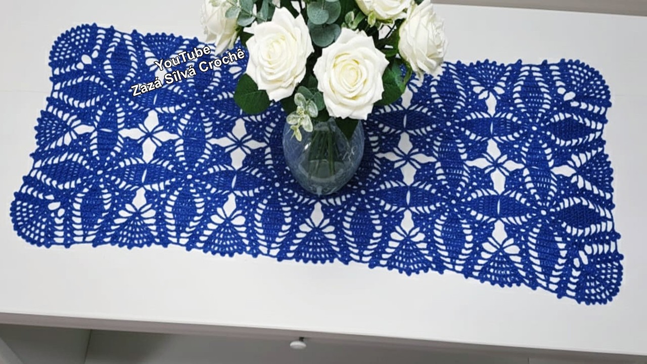 CAMINHO DE MESA EM CROCHÊ SQUARE LURDES @ZAZÁSÎLVÁCROCHÊ