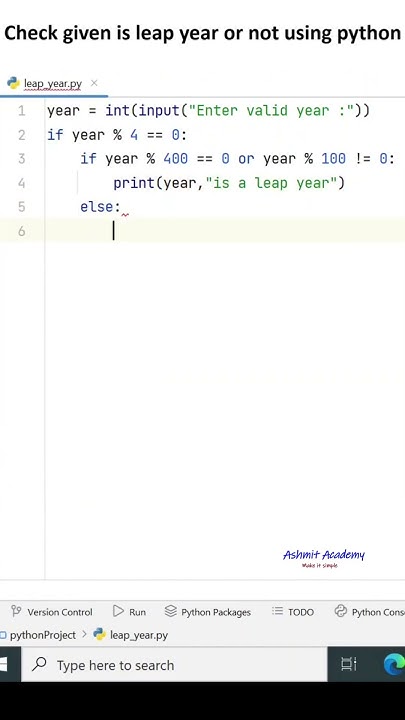 To check leap year in python programming ( python for beginners ) - YouTube