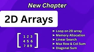 Learn 2D Arrays in C++ | Linear Search, Row/Col Sum, Diagonal &amp; 2D Vector Explained