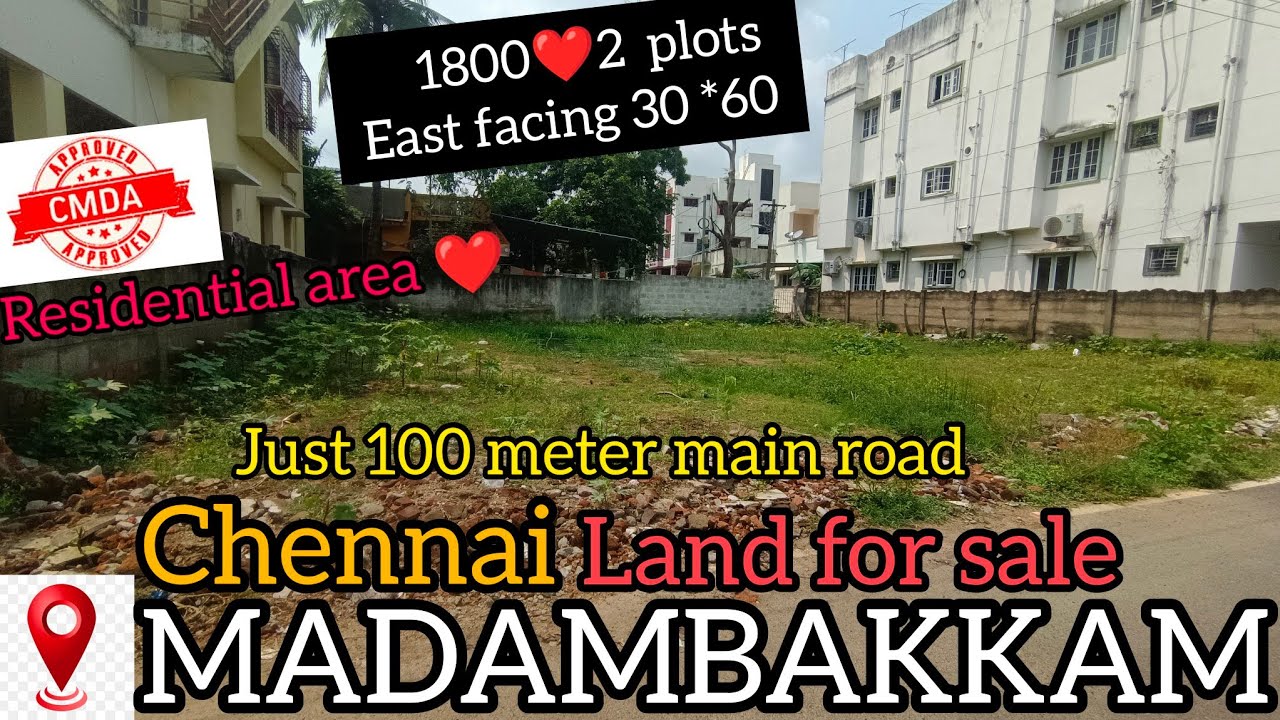 IDNO75 ️MADAMBAKKAM LAND FOR SALE EAST FACING 1800😱2 PLOTS JUST100