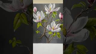 White Magnolia Acrylic Painting #relaxing #nature #reels #youtubeshorts #magnolia