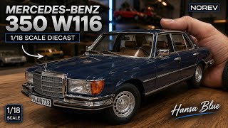1/18 Scale 1979 Mercedes-Benz 350 SEL (W116) Hansa Blue | Norev Diecast Model Unboxing & Review