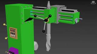3Ds Max Прототип самодельного станка (таймлапс) | Drilling machine prototype in 3Ds Max (time-lapse)