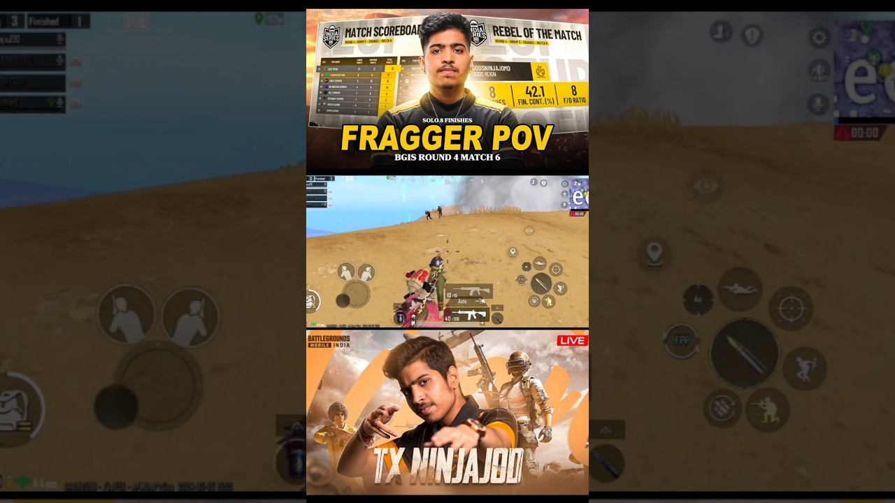 TX NinjaJOD : END ZONE 1V2 Clutch🫡Round 4 BGIS😱 - 