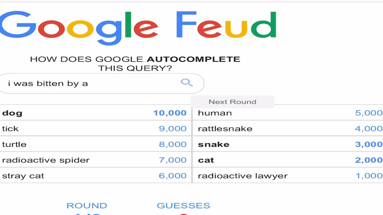 Google Feud  How does Google autocomplete this query?