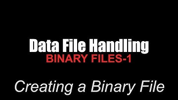 DATA FILE HANDLING | BINARY FILES-1 | CREATING A BINARY FILE | CLASS XII CBSE |