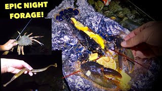 LOBSTER FORAGING | 2AM Catch & Cook ! Garlic & Lemon Lobster on the BBQ