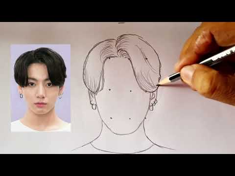 How to draw BTS Jungkook drawing 💜