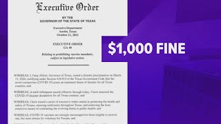 Gov. Abbott issues executive order that bans vaccine mandates by 'all entities' in Texas