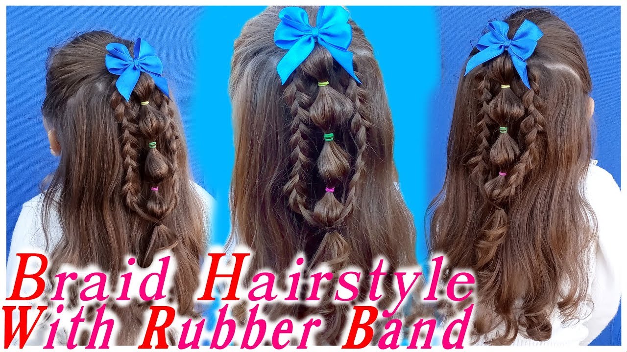 Easy & Cute Braid Hairstyle With Rubber Band For Girls Hairstyle