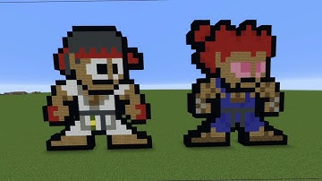 Making 8-Bit Ryu & Akuma (Street Fighter) in Minecraft!