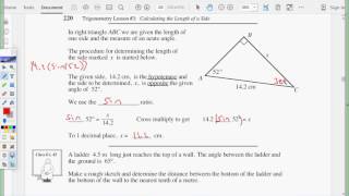 Unit 6 lesson 3- Solving for a missing side using Trig Ratios (Math10)