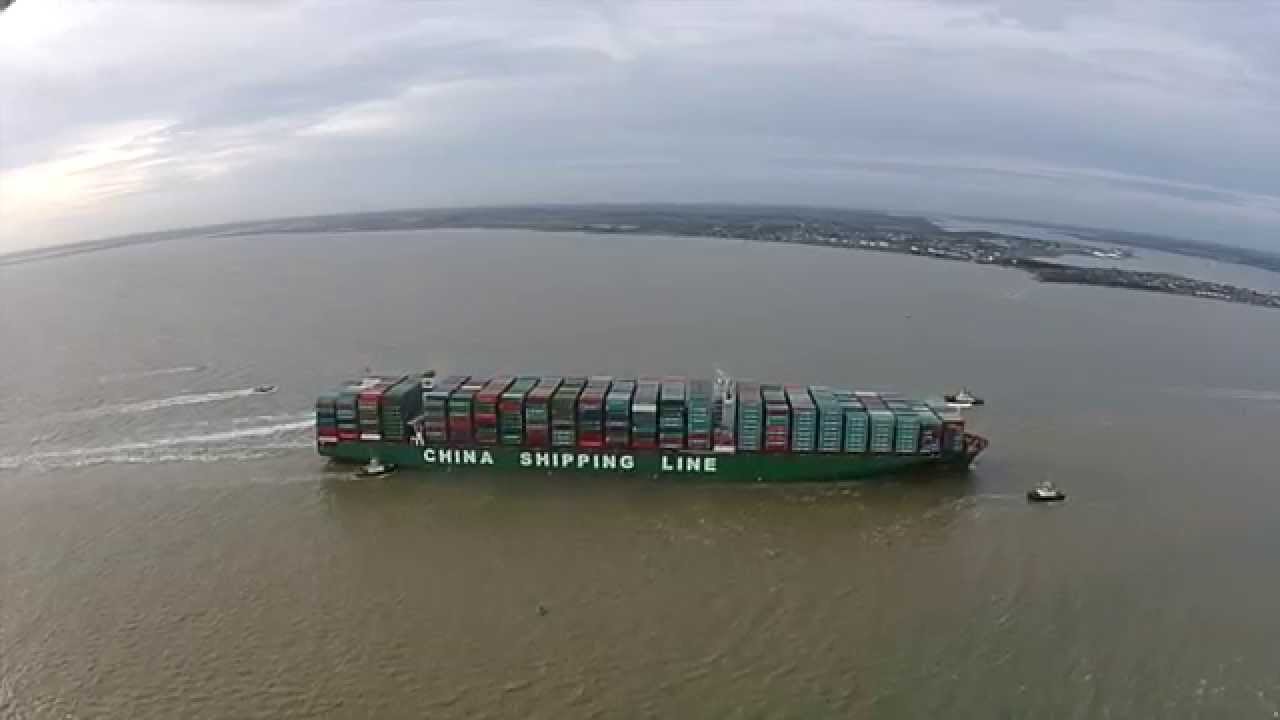 cscl globe container ship port of Felixstowe dji phantom vision 2plus