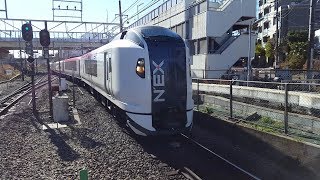 E259系 Ne012編成 日野駅中線入線＆発車 '19.01.18