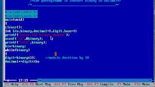 turbo c binary to decimal