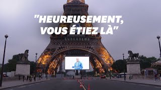 Les personnes mobilisées contre le coronavirus remerciées sur la Tour Eiffel