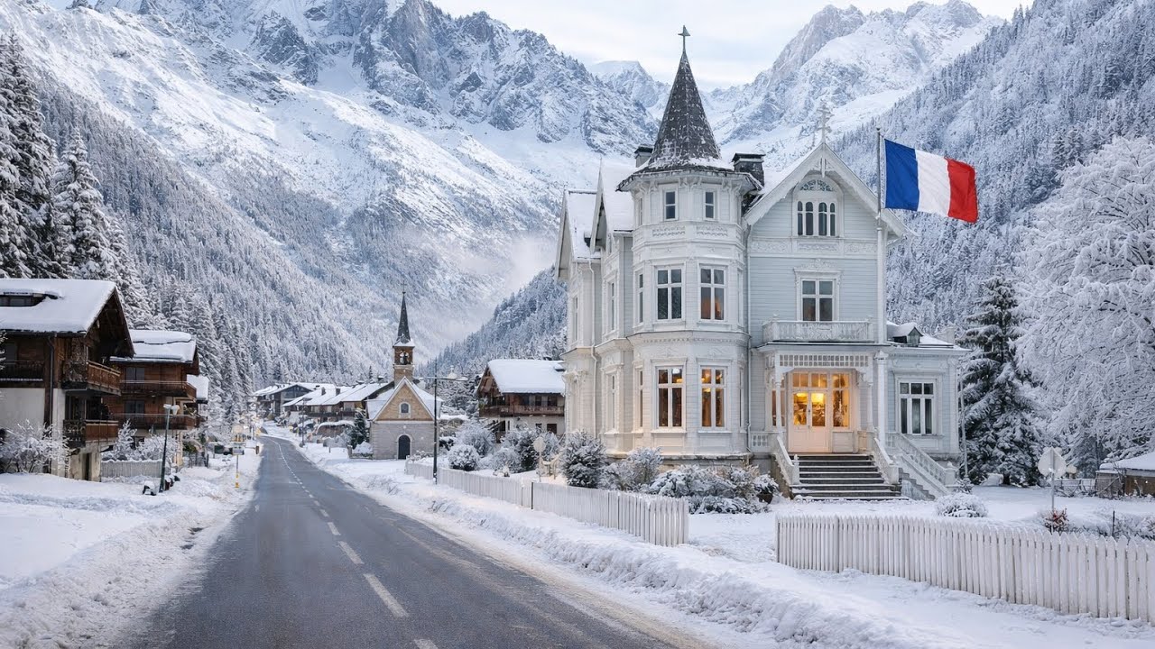 Mont Blanc, Chamonix France 🇫🇷 | Freezing Cold Walking Tour in the Snow | 4K HDR 60fps