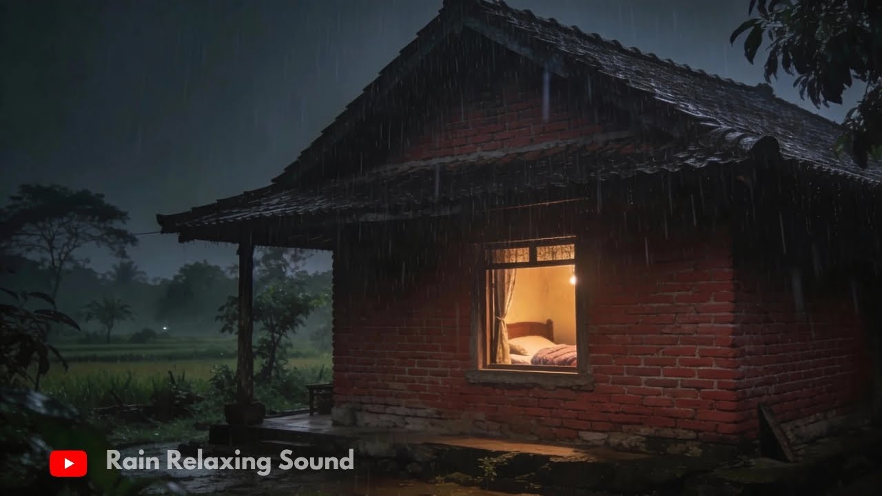 Loud Night Rain and Distant Thunder | Relaxing Cabin Roof for Focus #1