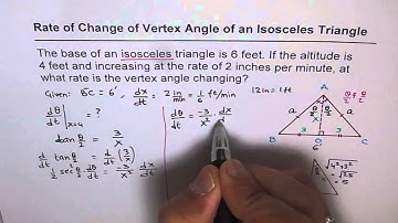 02 Rate of Change of Vertex Angle of Isosceles Triangle Calculus Trigonometric Application
