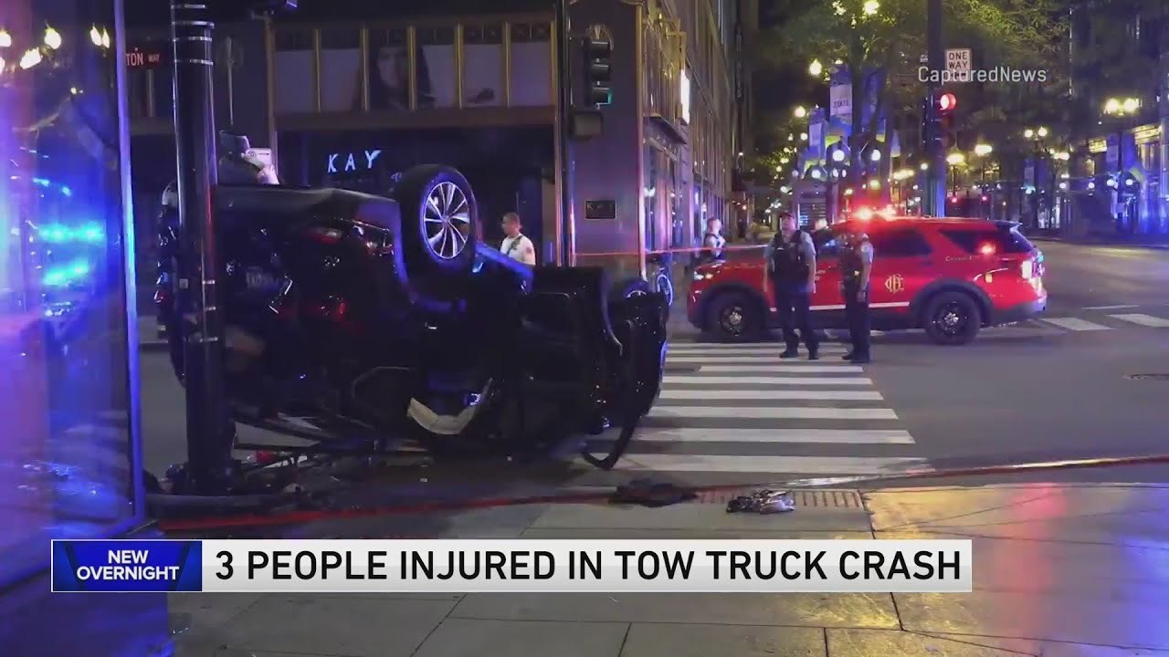 3 people injured after tow truck driver runs red light in the Loop ...