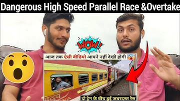 Dangerous High Speed Parallel Race & Overtake between Two Trains | Pakistan Reaction!!!