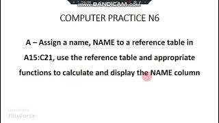 COMPUTER PRACTICE N6 VLOOKUP & REFERENCE TABLE NAME