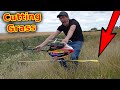 Attempting to cut GRASS with Giant NITRO RC Helicopter