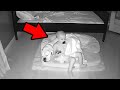 Camera Captures Little Boy Sneaking Out Of Bed To Sleep With His Dog