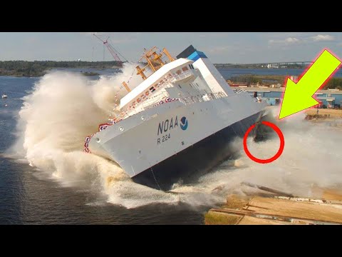 AWESOME BIG SHIP LAUNCHES | Awesome Waves, FAILS And CLOSE CALLS
