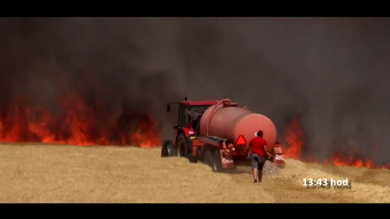 Požár v obilí - léto 2023