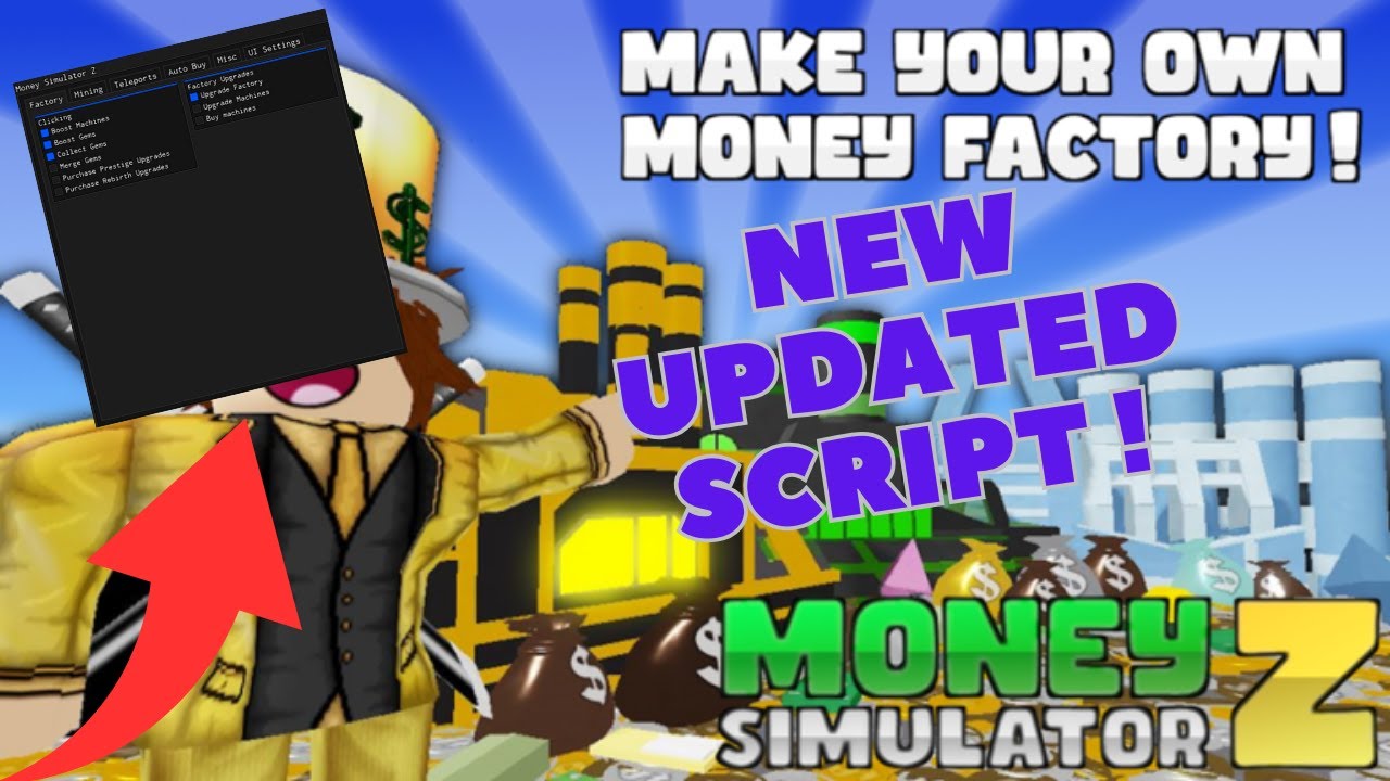 Money Simulator Z Script GUI Boosts Auto Mine Teleports And More New Updated Script