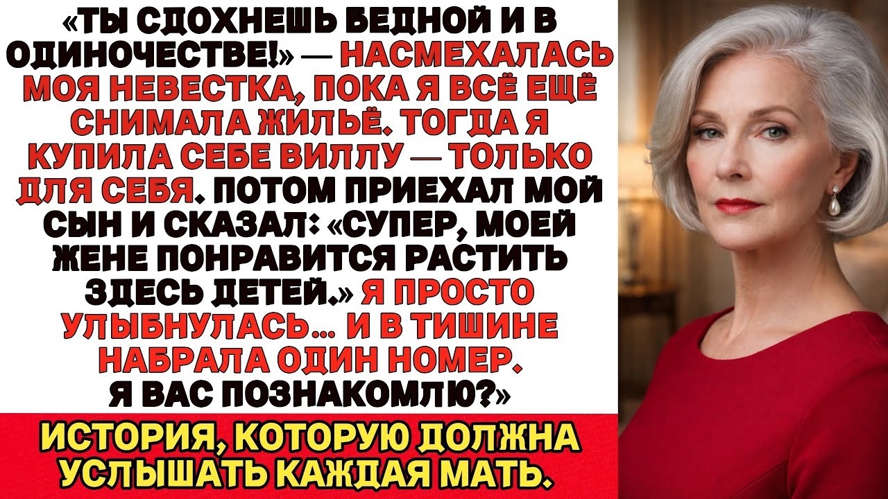 Ты сдохнешь бедной и одинокой!» — смеялась невестка, пока я снимала жильё. Тогда я купила виллу и