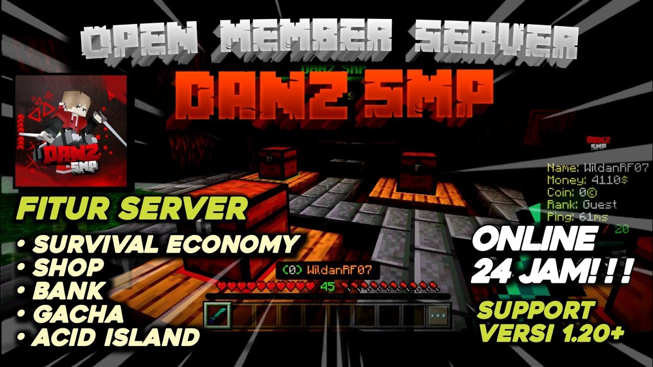 OPEN MEMBER SERVER MINECRAFT SUPPORT 1.20.10+ ON 24 JAM YouTube