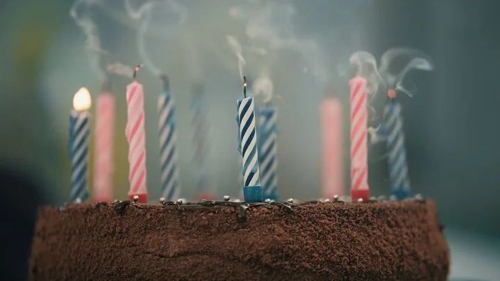 Birthday cake candles blowing out - no Copyright