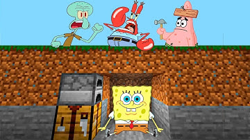 Minecraft Speedrunner SpongeBob VS 3 Hunters - Spongebob Animation