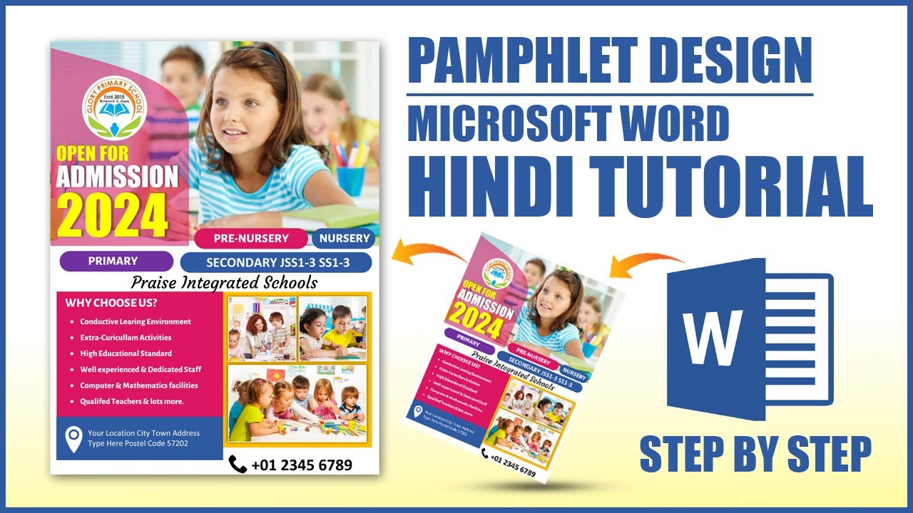 Tutorial Style Pamphlet 2024 Printable Admission Open Pamphlet Design in Ms Word Hindi Tutorial ...