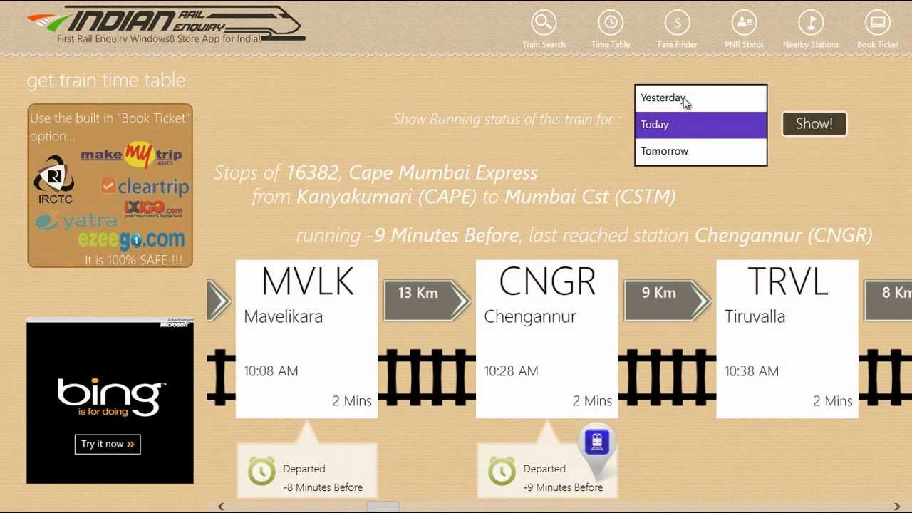 Update 1.20... Indian Rail Enquiry App for Windows 8 Store ! YouTube