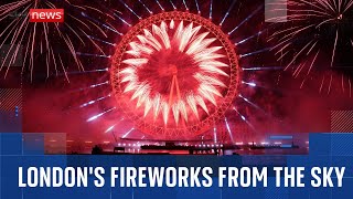 Relive London's 2026 fireworks from the sky