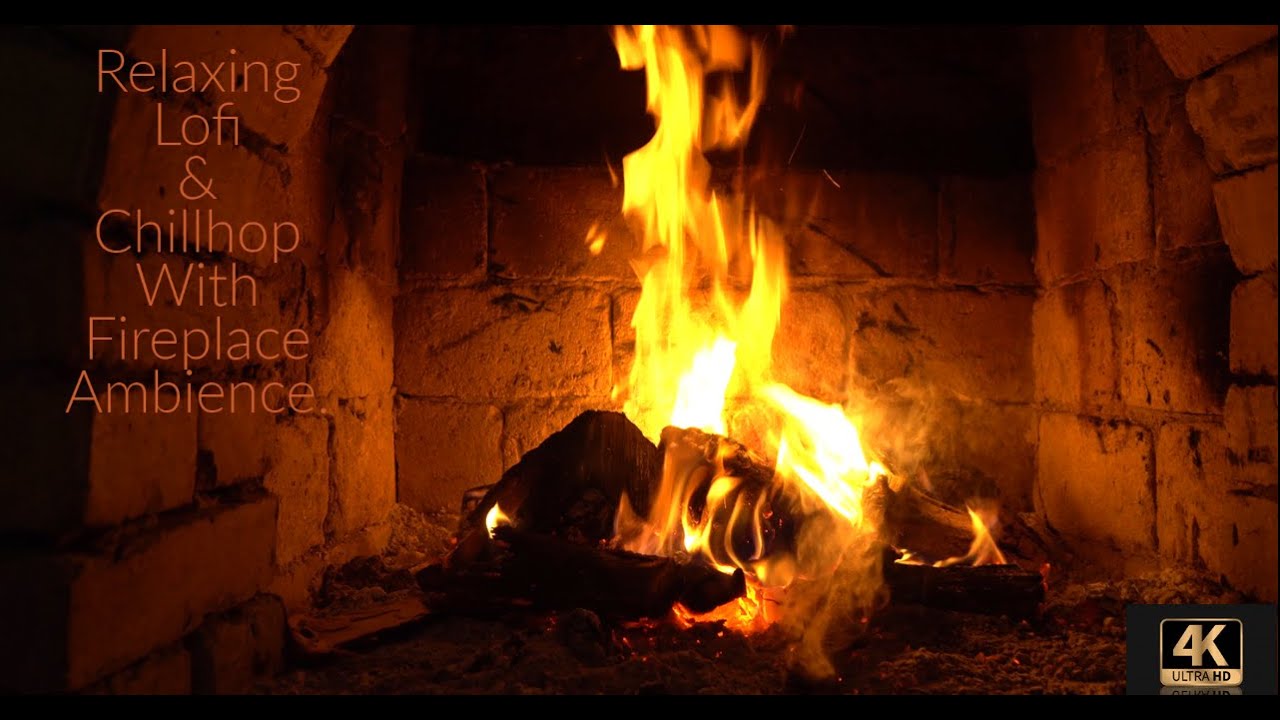 4K HD Fireplace & Chillhop/Lofi Hip Hop for Relaxation & Studying With
