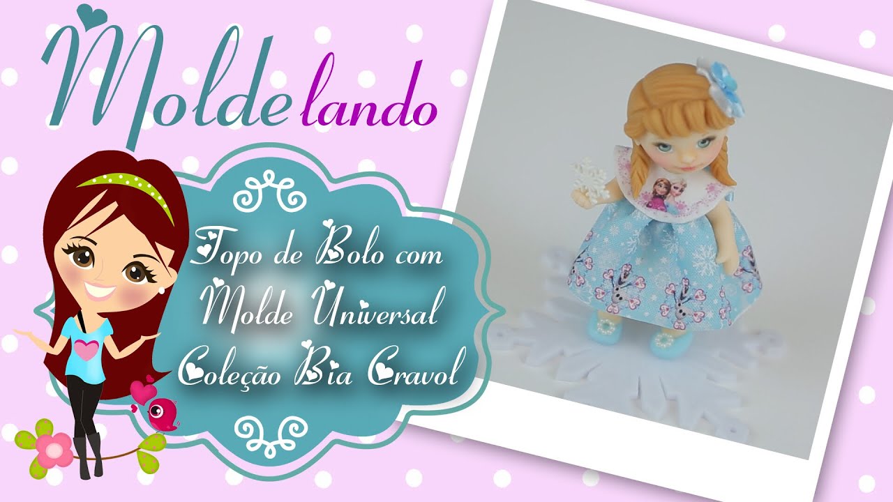 TOPO DE BOLO - Menina de Vestido -MODElando com a Bia - Biscuit