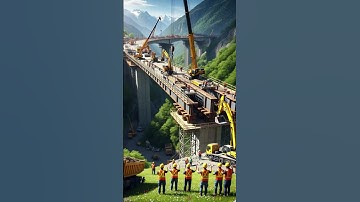 Dozens of workers build a massive suspension bridge high above a  valley #viralvideo #viralshorts