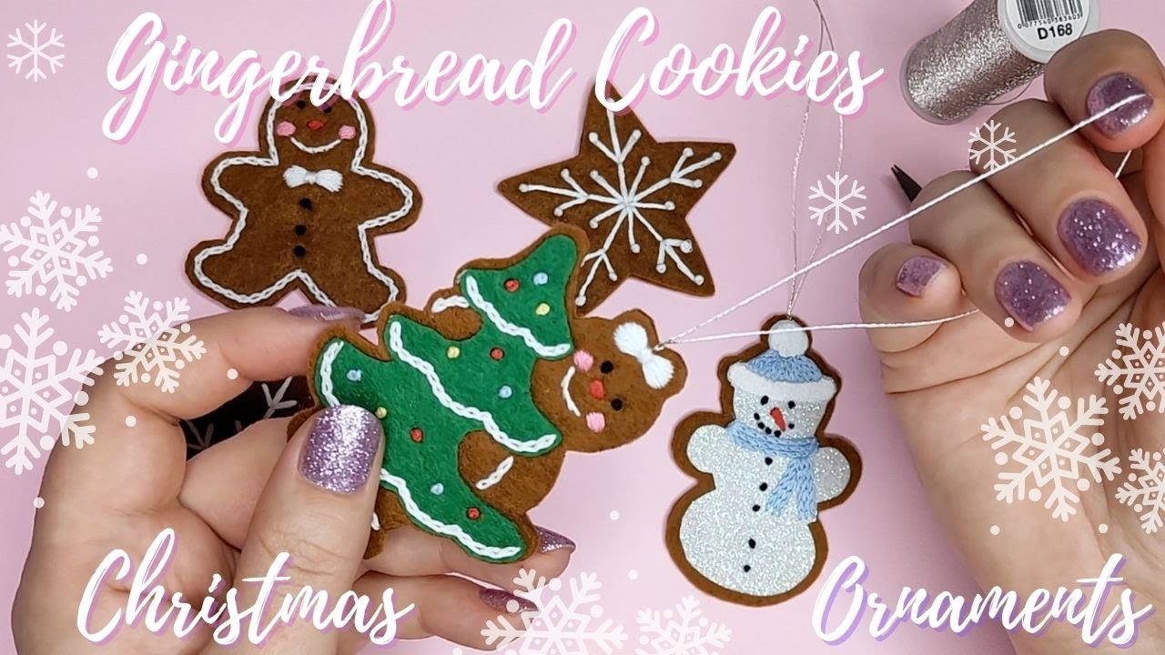 Имбирные пряники 🍪 Рождественские украшения из фетра своими руками 🎄Руководство по ручной вышивке...