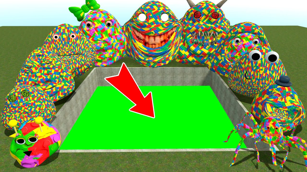 SPARTAN KICKING ALL LEGO 3D POU BOU'S REVENGE in GIANT TOXIC HOLE in Garry's Mod