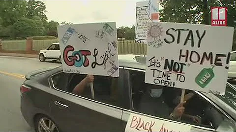 Rolling reopening protest outside Georgia governor's mansion