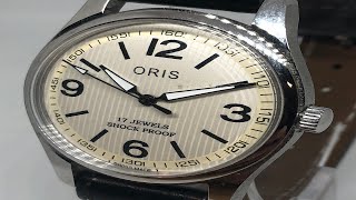 オシャレ★ オリス ORIS シルバー×クリーム 腕時計 メンズ 機械式 手巻き アンティーク 整備済み ヴィンテージ 17石 1970年代