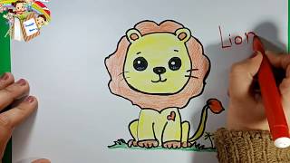 طريقة رسم أسد للأطفال والمبتدئين   how to draw a lion