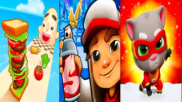 Sandwich Runner VS Subway Surfers VS Talking Tom Hero Dash SpeedRun Gameplay Android iOS Ep 3