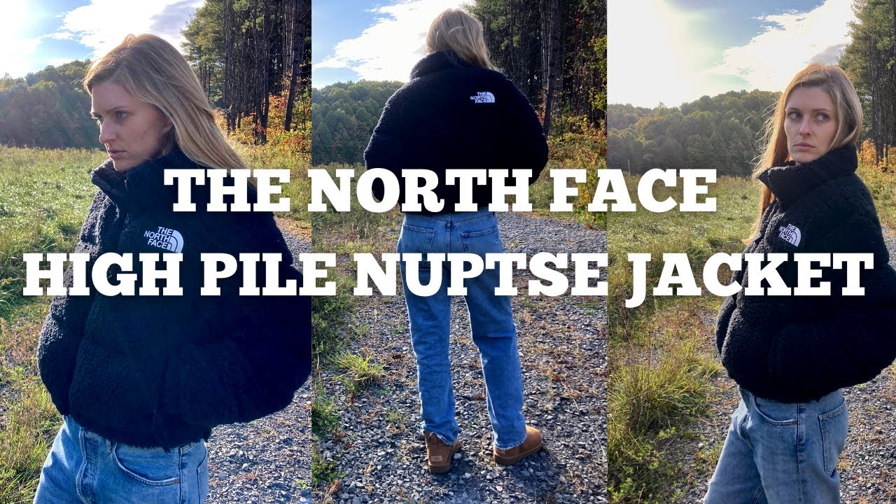 The North Face Nuptse High Pile Down Puffer Jacket in Black