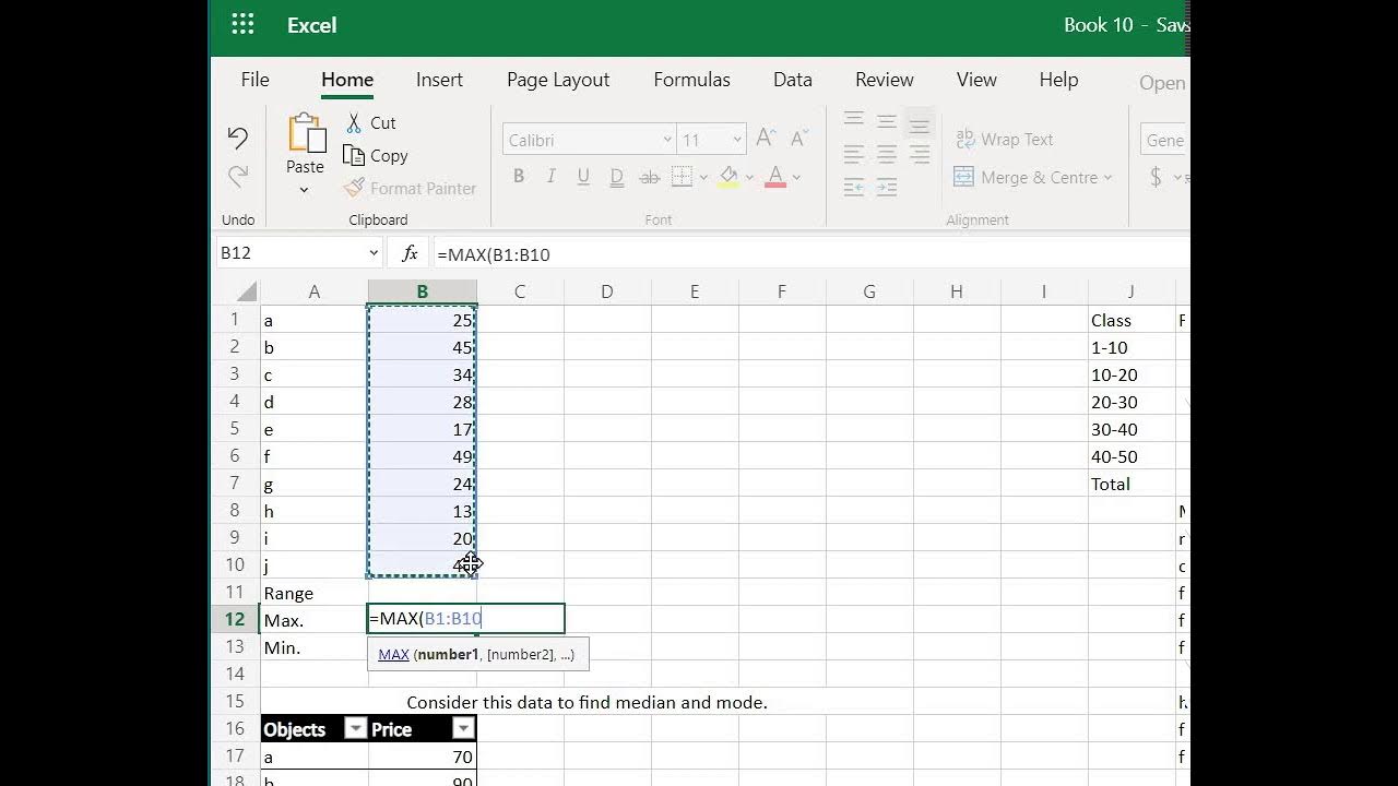 Excel Range of data YouTube