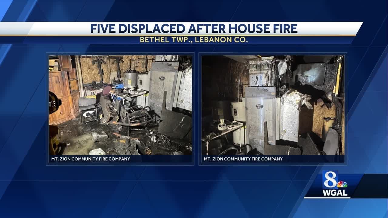 Five displaced after house fire in Lebanon County - YouTube